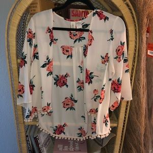 Pink floral cardigan